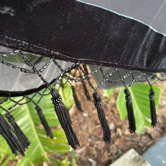 Burnout velvet jacket or duster with beaded tassel fringe - Picture 5 of 8